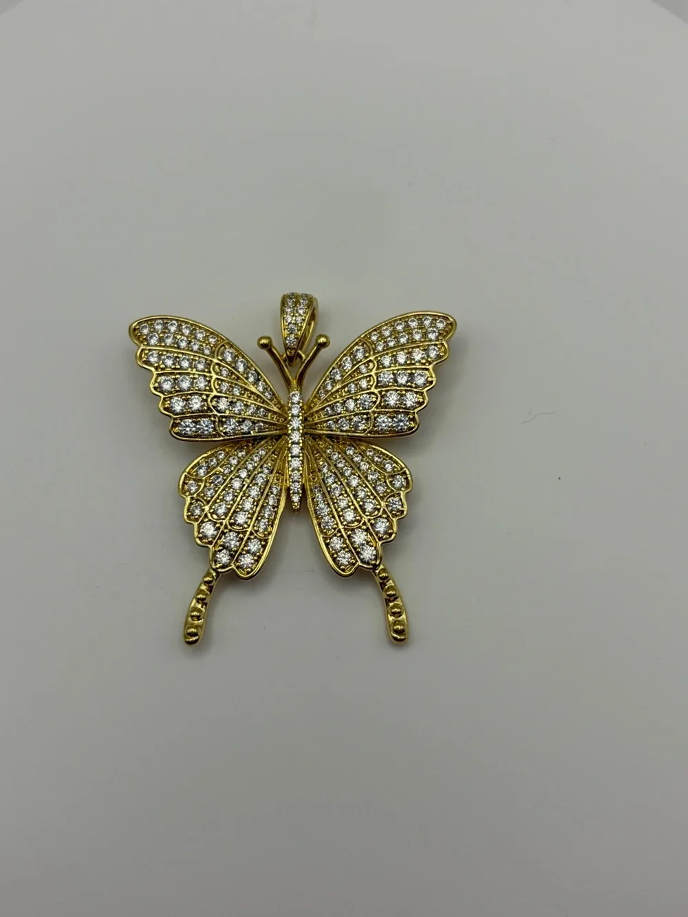 Gold color Butterfly Pendant Necklace Pendant with Clear Crystals